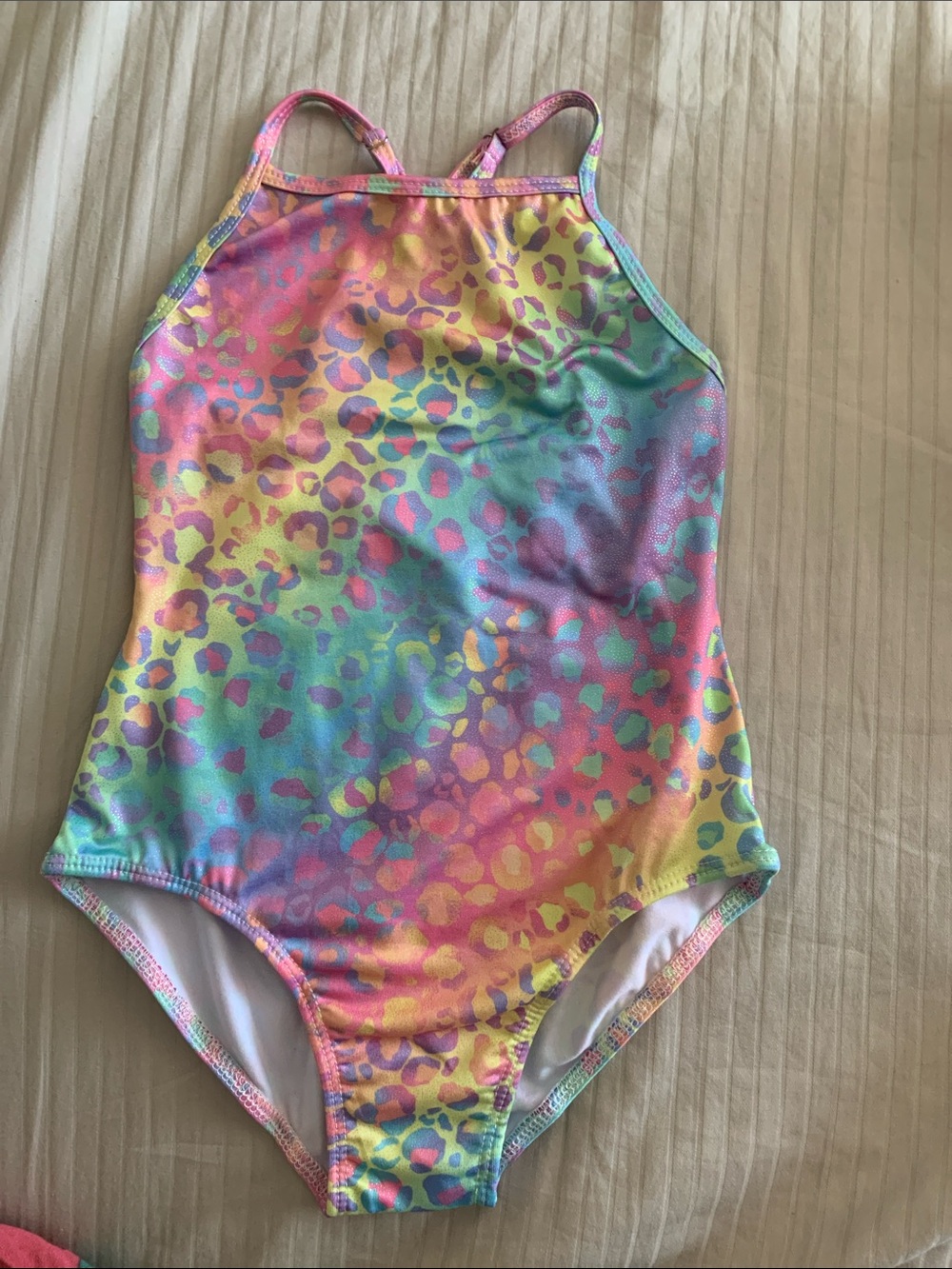 Girls' Rainbow Leopard One-Piece Swimsuit - Multicolor